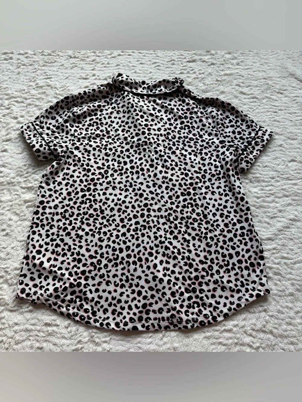 Kate Spade New York Pajama Top S Collared Button Down Leopard Animal Print NWOT